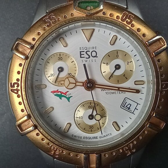 Esquire Swiss Watch Quartz Chronograph 300389 Stainless Gold Tones Water Resist - Picture 5 of 12